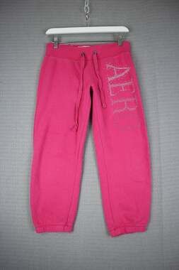 Aeropostale Pink Rhinestone Aero Cropped Sweatpants Joggers Capris Y2K Small